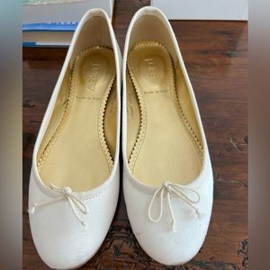 J. Crew Ivory Flats with Bow Accent